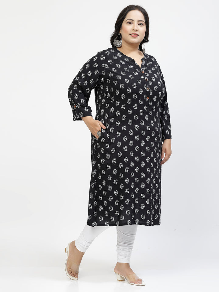 Ethnic Motifs Printed Mandarin Collar A-Line Regular Kurta