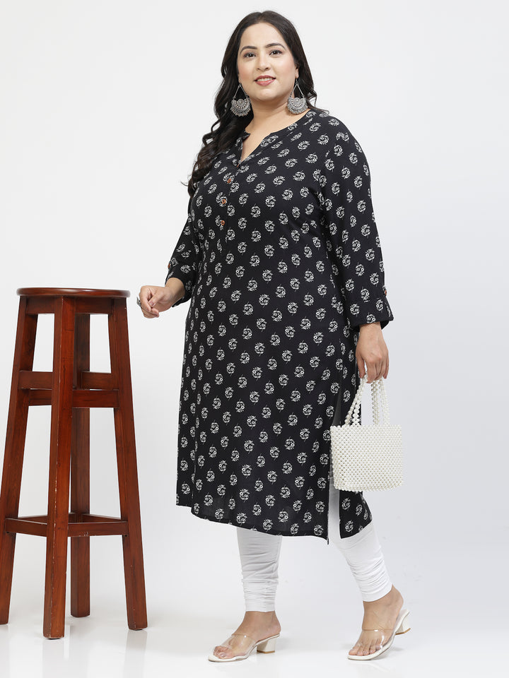 Ethnic Motifs Printed Mandarin Collar A-Line Regular Kurta