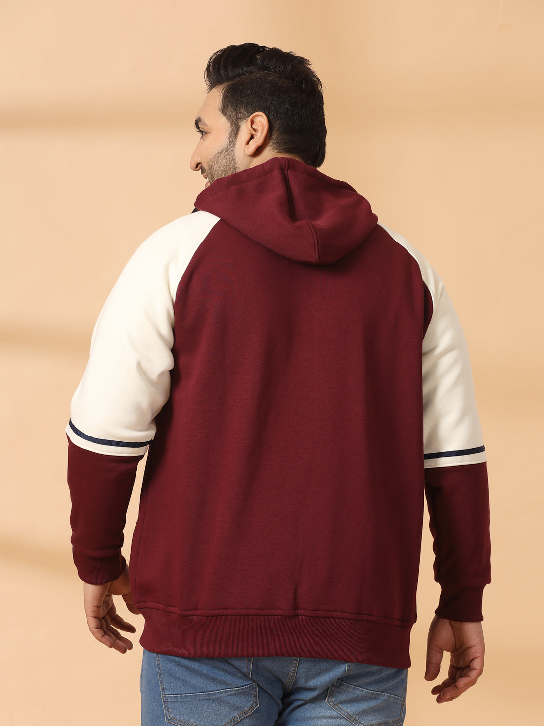 Plus Size Men Solid High Neck Cotton Front-Open Sweatshirt