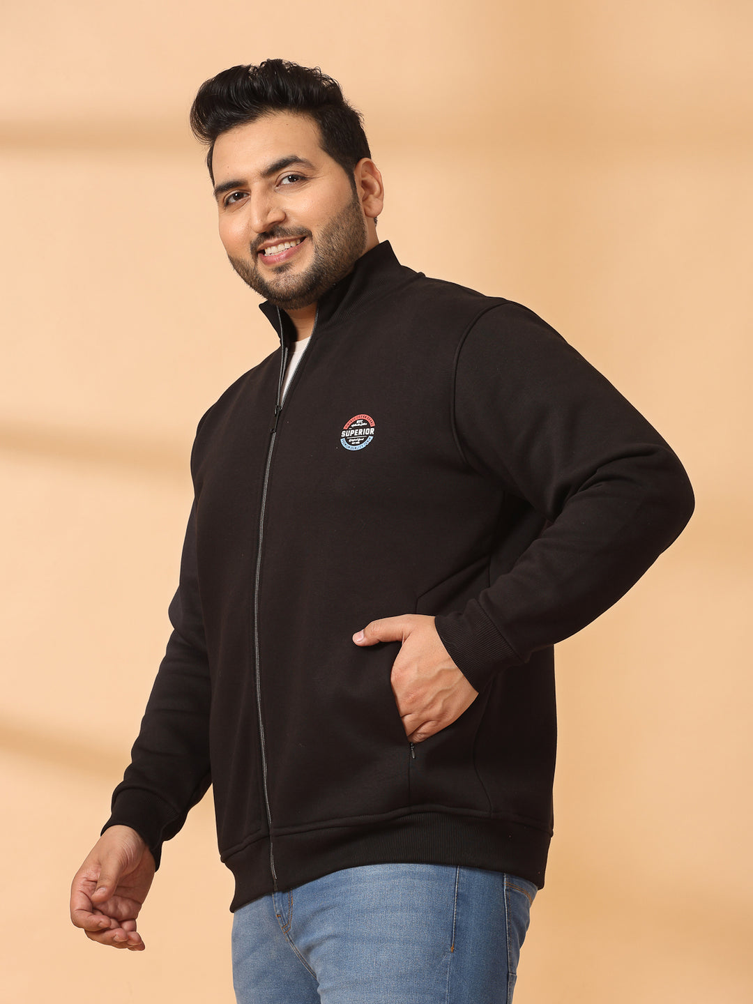 Men Fleece Open Front Jacket