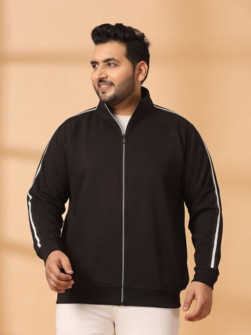 Plus Size Men Fleece Open Front Jacket