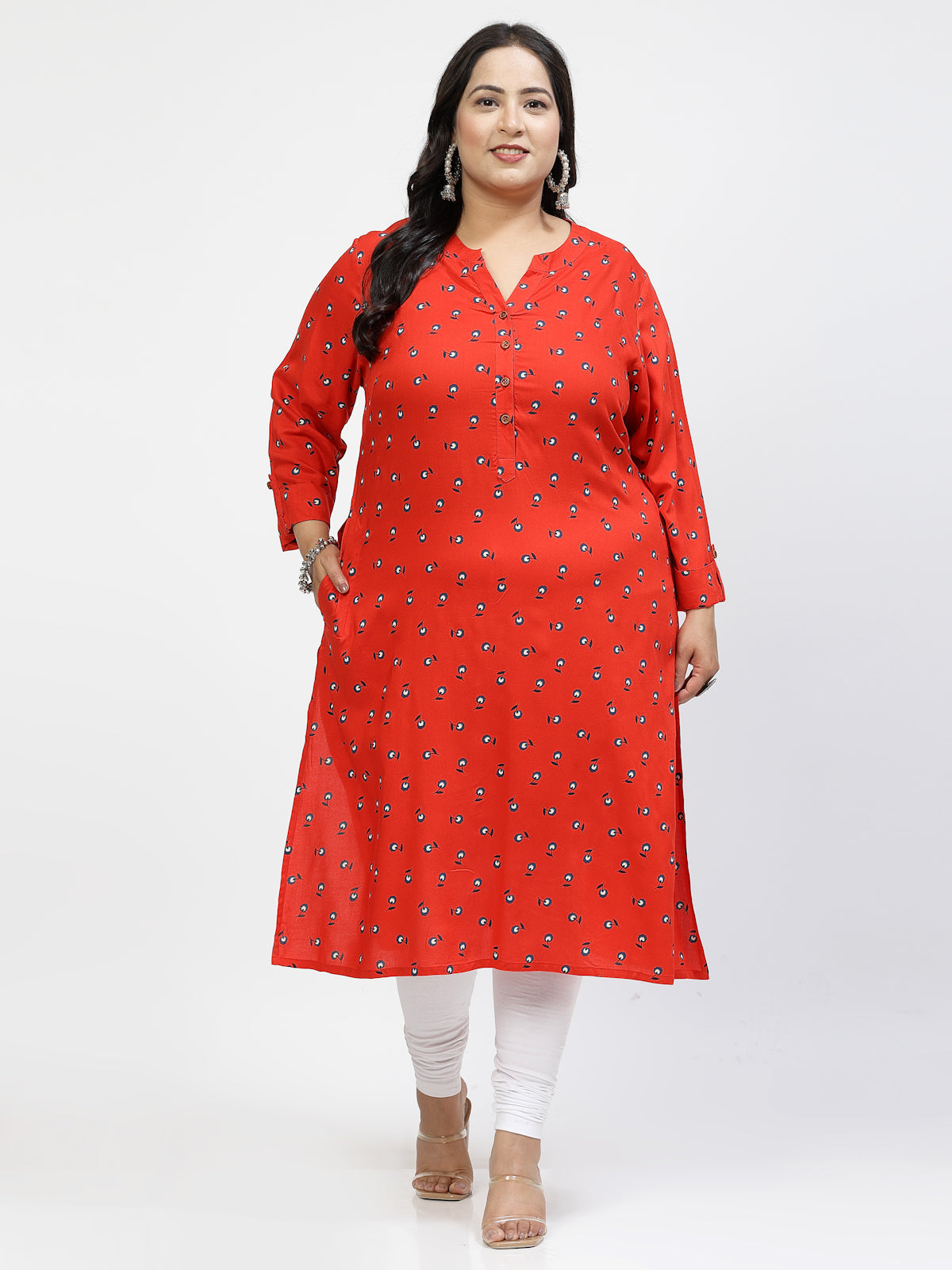 Women Ethnic Motifs Embroidered Flared Sleeves Thread Work Kurta