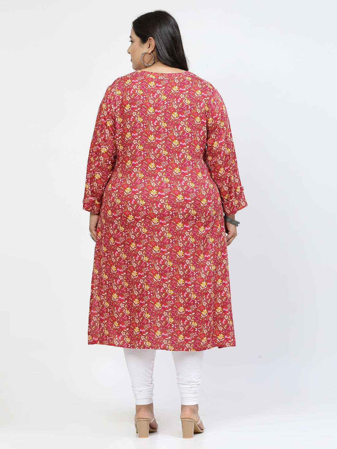 Floral Printed Mandarin Collar A-Line Regular Kurta