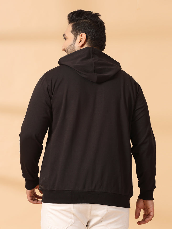 Men Solid High Neck Cotton Front-Open Sweatshirt