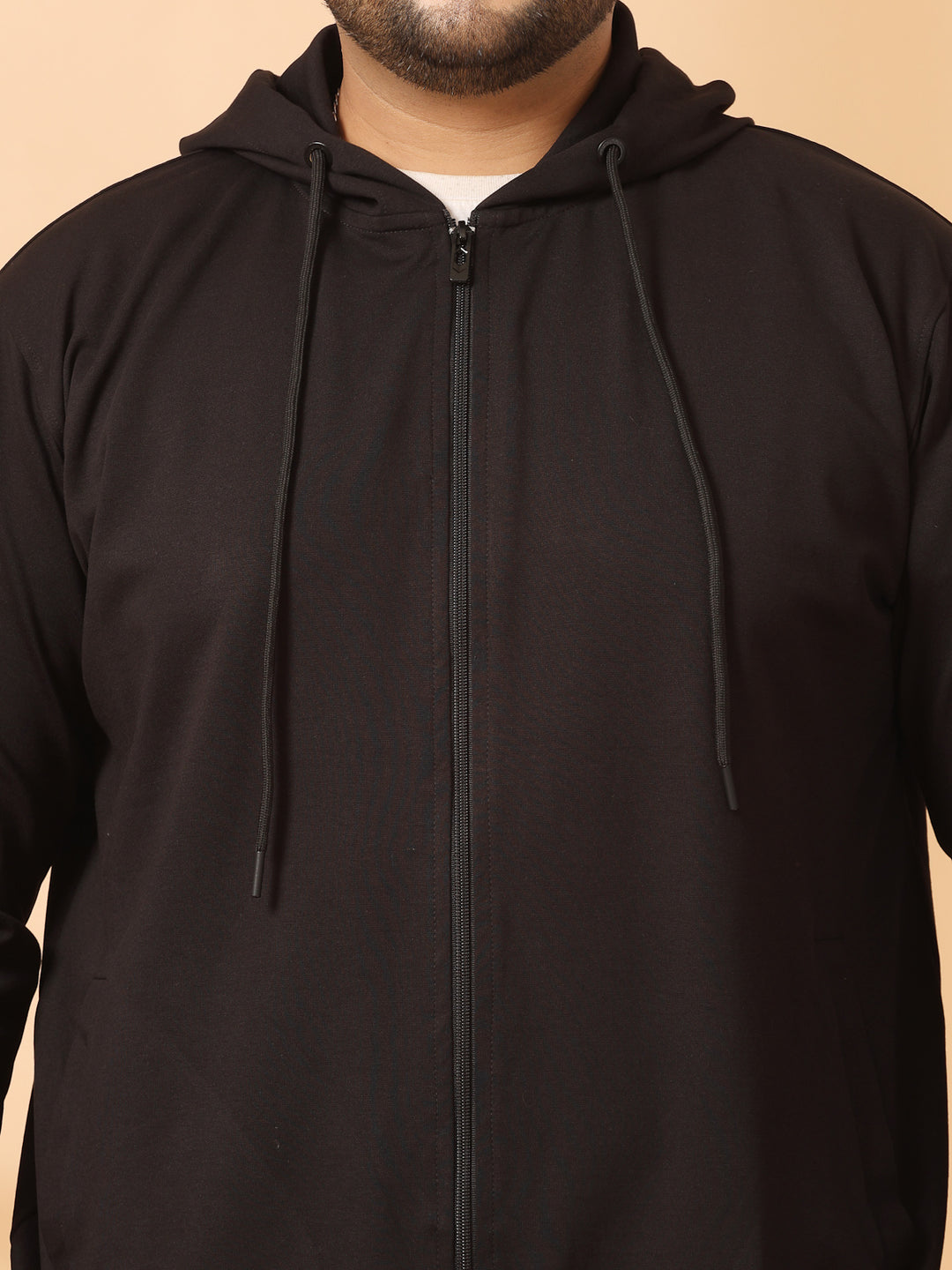 Men Solid High Neck Cotton Front-Open Sweatshirt