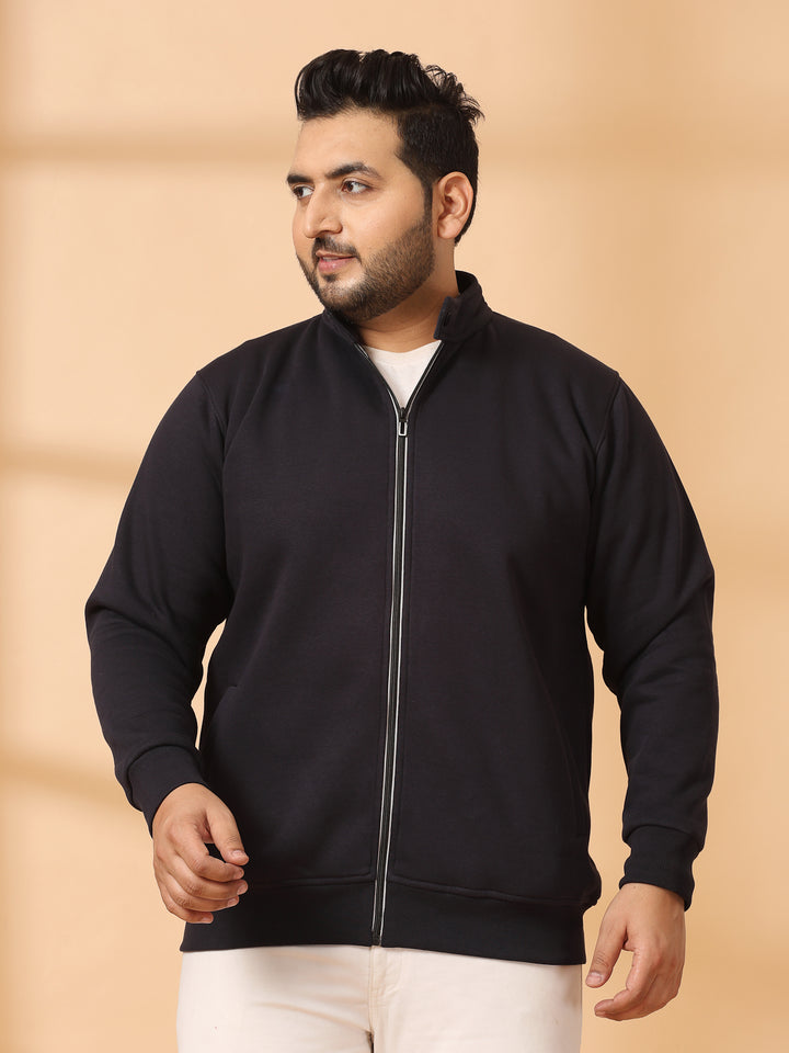 Men Solid Cotton Front-Open Sweatshirt