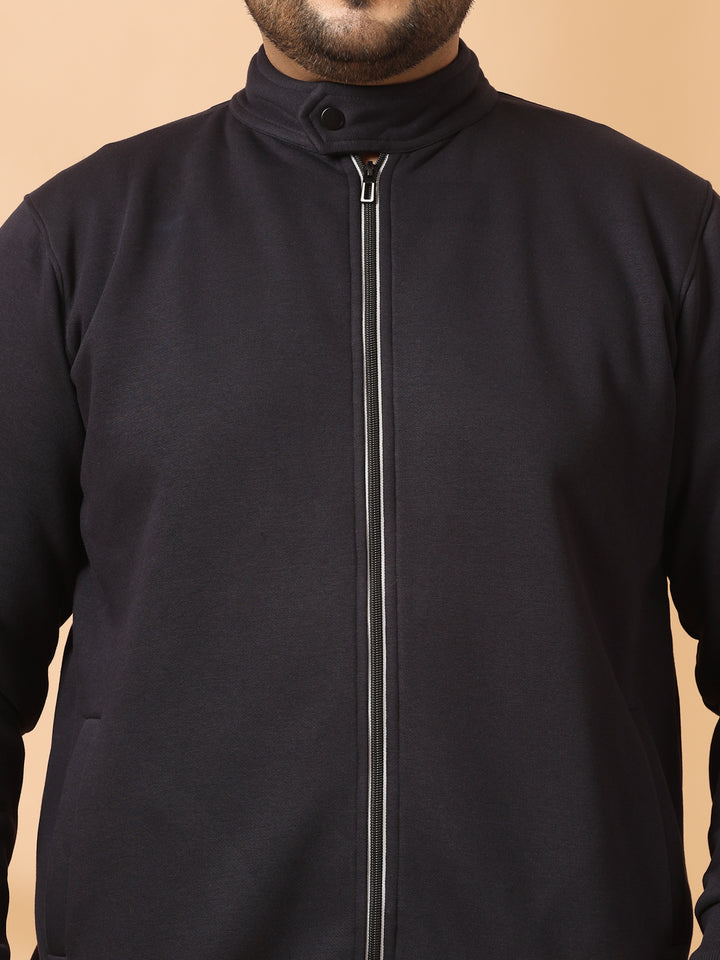 Men Solid Cotton Front-Open Sweatshirt