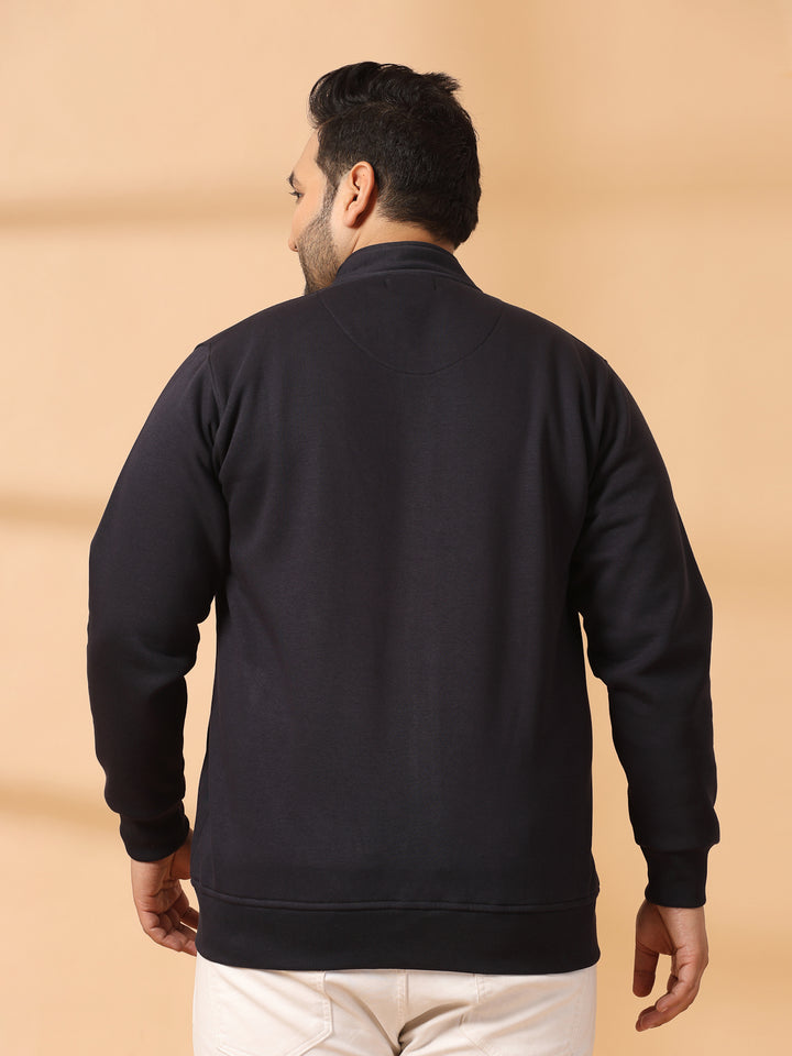 Men Solid Cotton Front-Open Sweatshirt