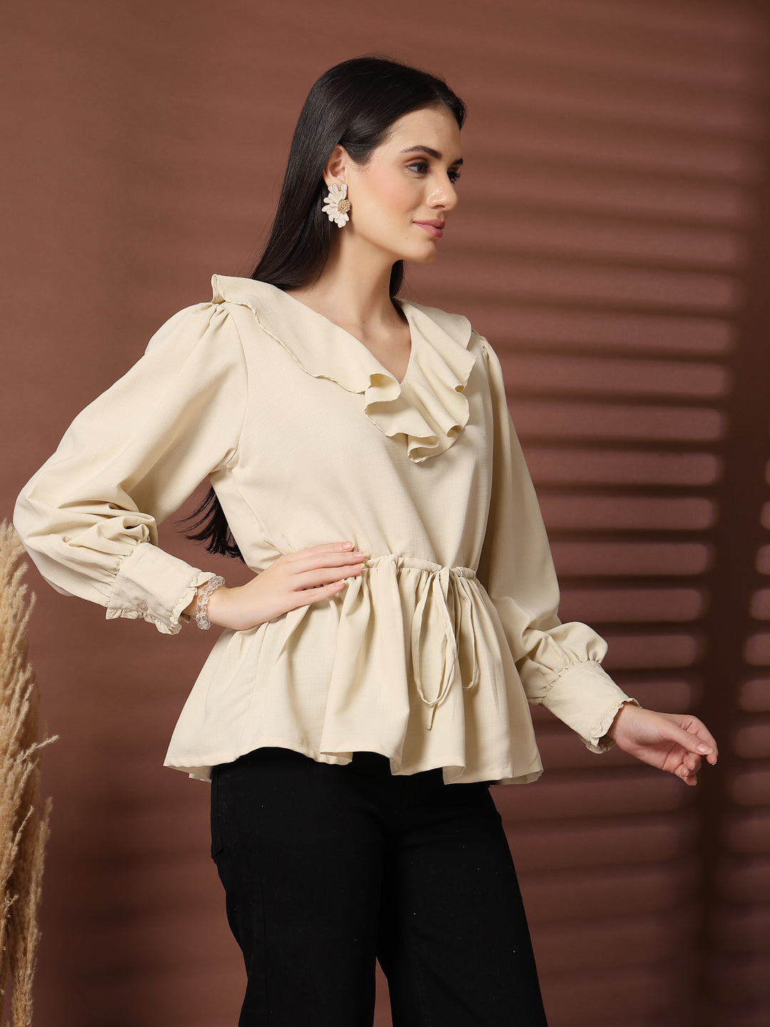 Women V-Neck Long Sleeves Top