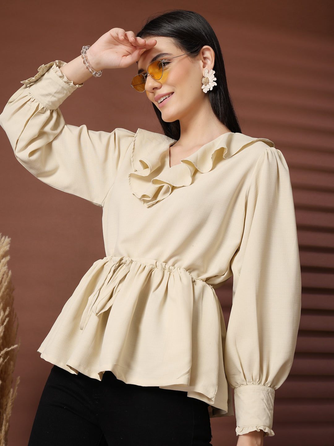 Women V-Neck Long Sleeves Top