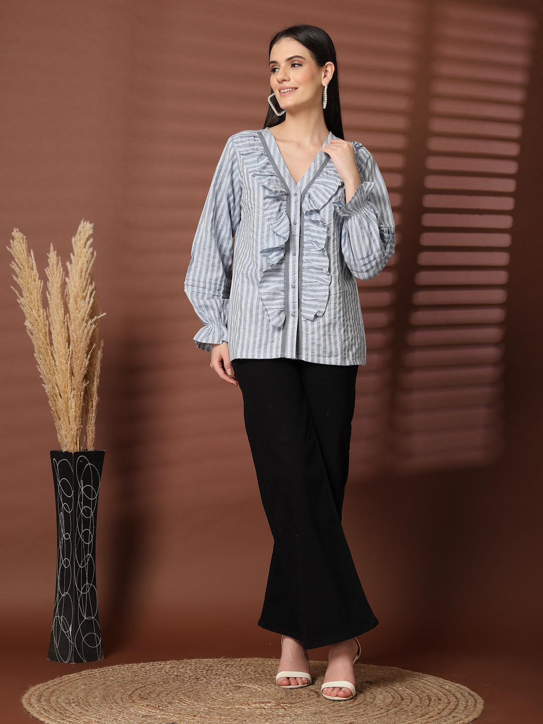 Women Standard Opaque Striped Casual Shirt