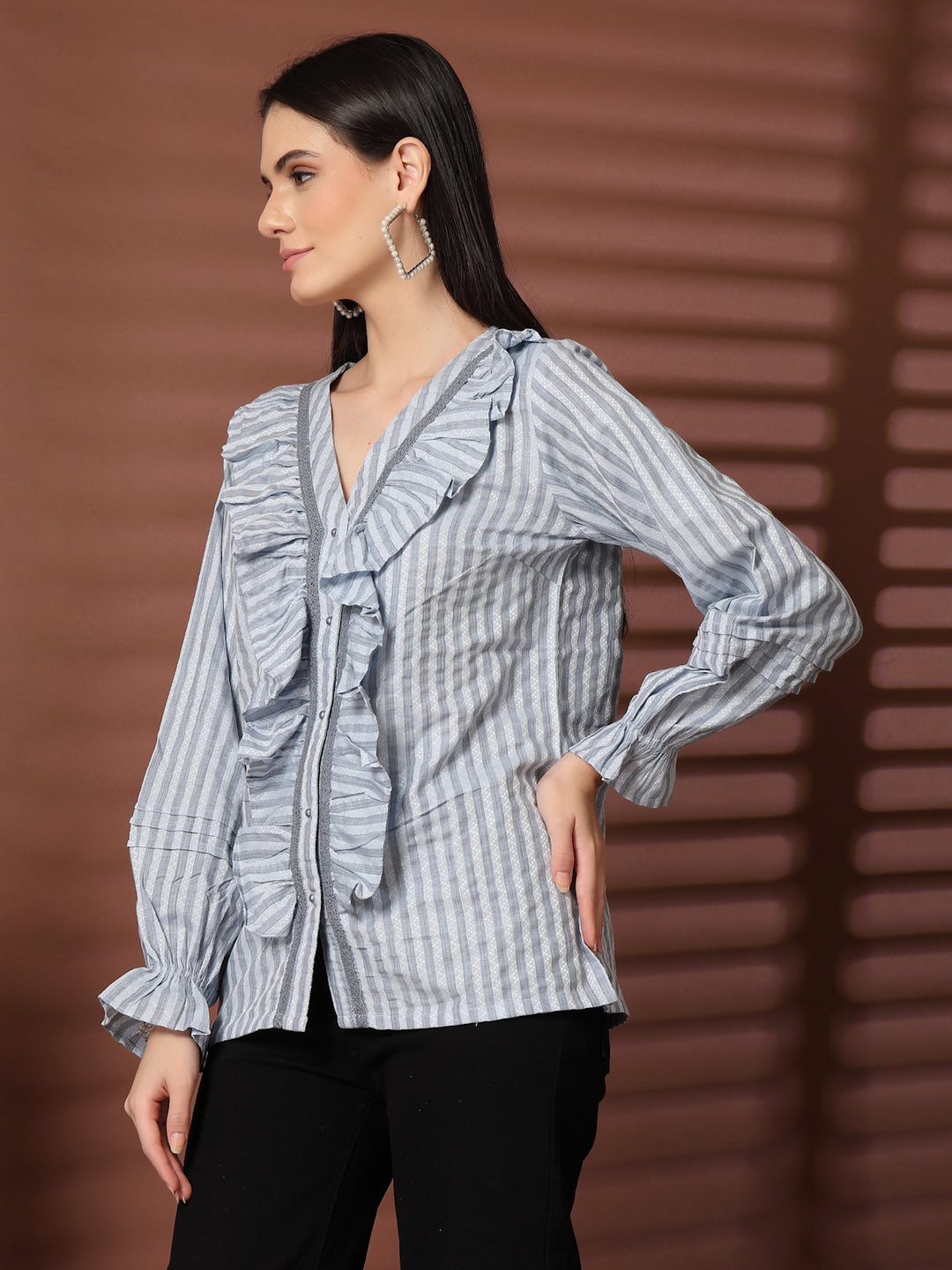 Women Standard Opaque Striped Casual Shirt