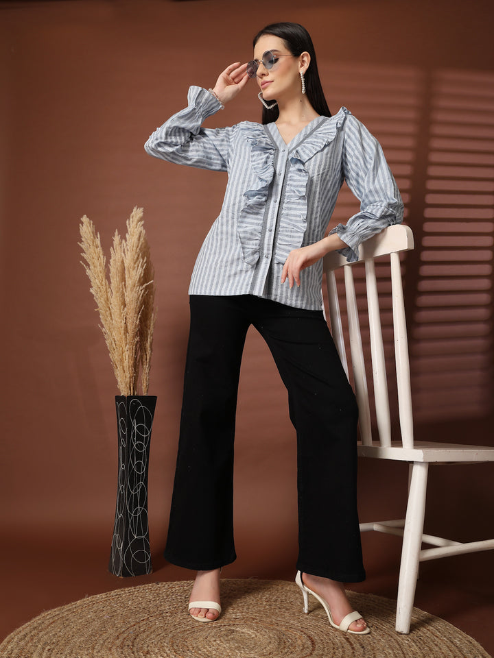 Women Standard Opaque Striped Casual Shirt