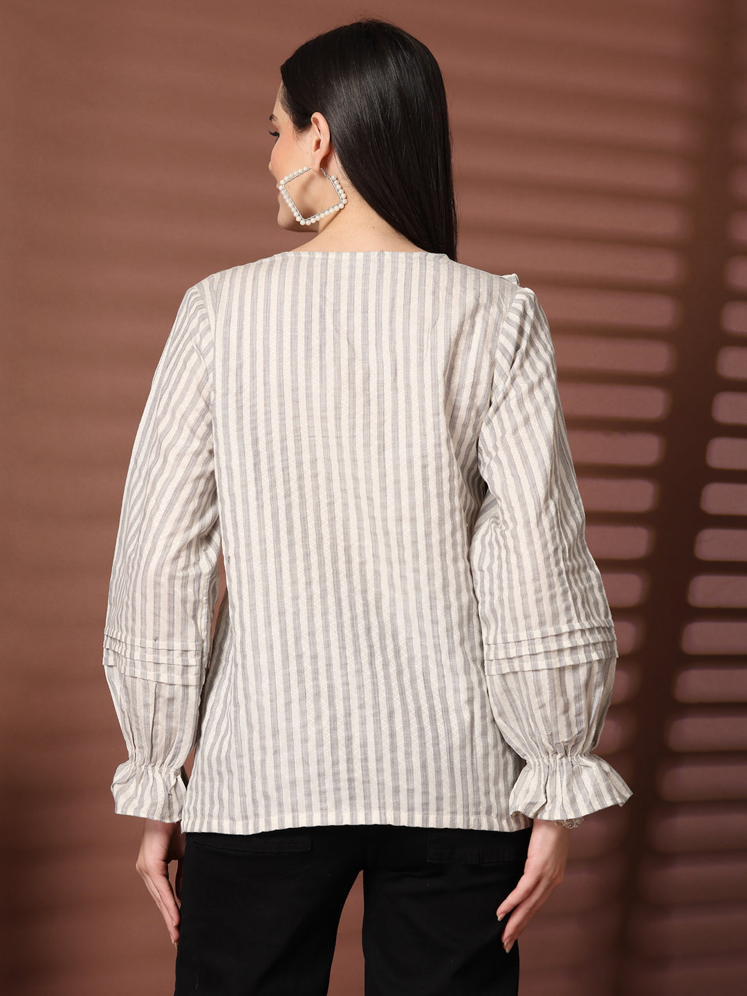 Women Standard Opaque Striped Casual Shirt