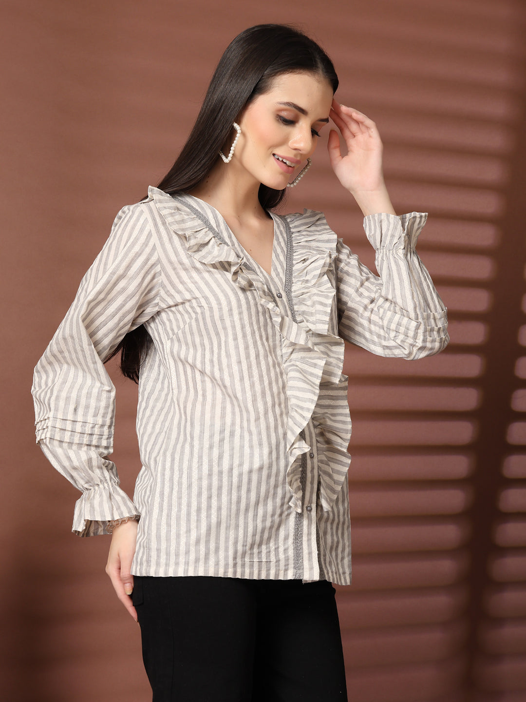 Women Standard Opaque Striped Casual Shirt