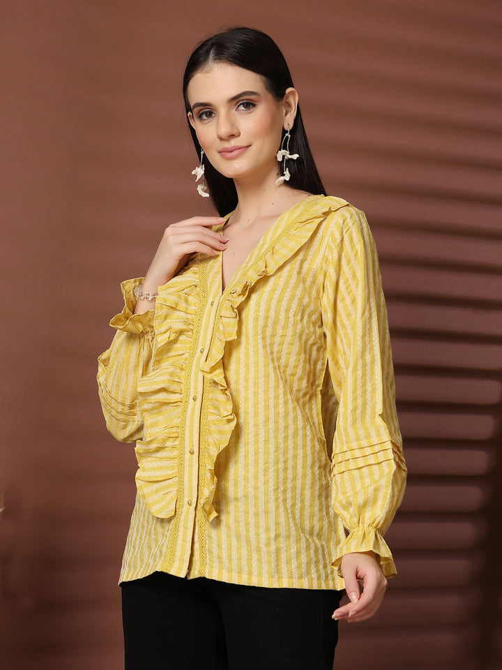 Women Standard Opaque Striped Casual Shirt