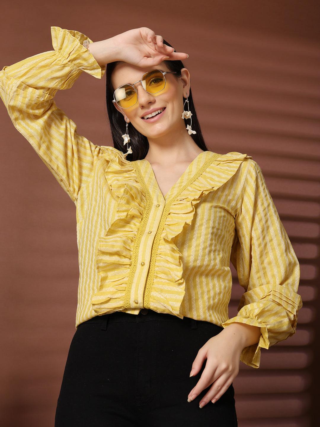 Women Standard Opaque Striped Casual Shirt