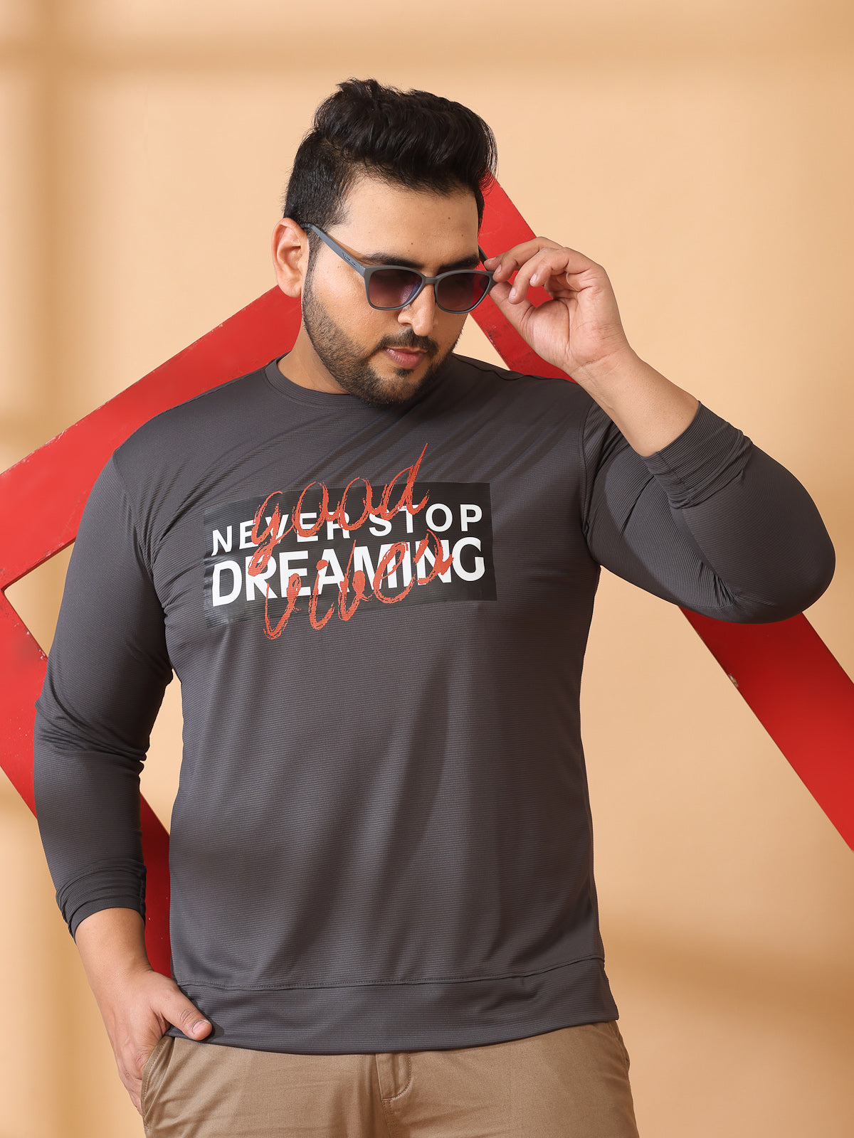 Plus Size Men  Typography Printed Cotton Sweatshirt