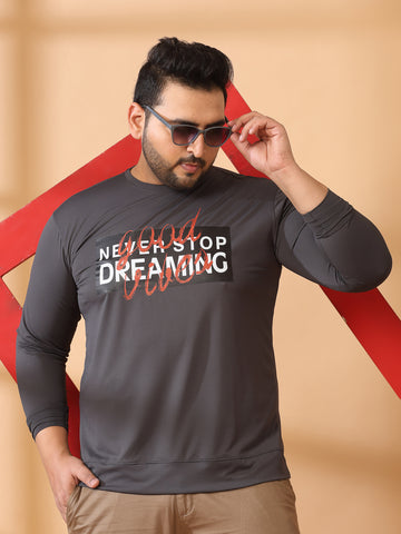 Plus Size Men  Typography Printed Cotton Sweatshirt