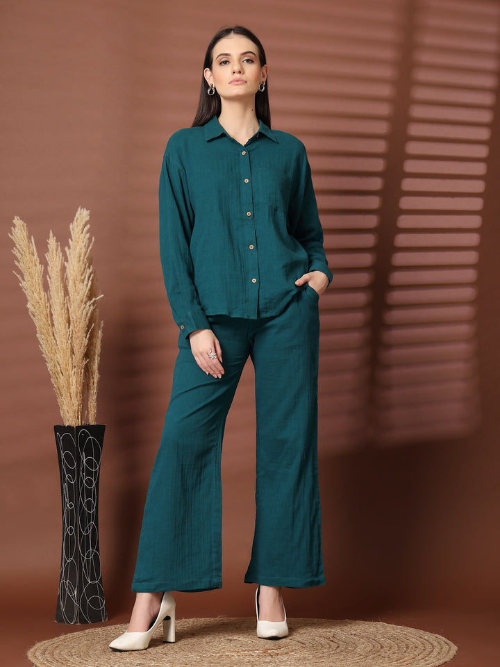 Pure Cotton Shirt With Trousers Co-Ords