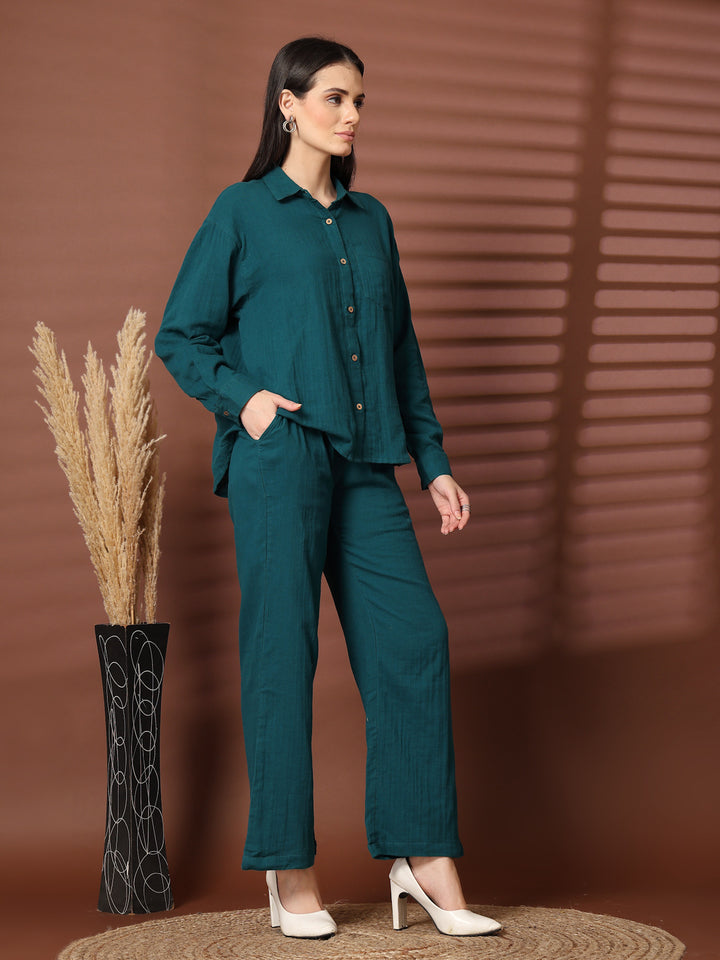 Pure Cotton Shirt With Trousers Co-Ords