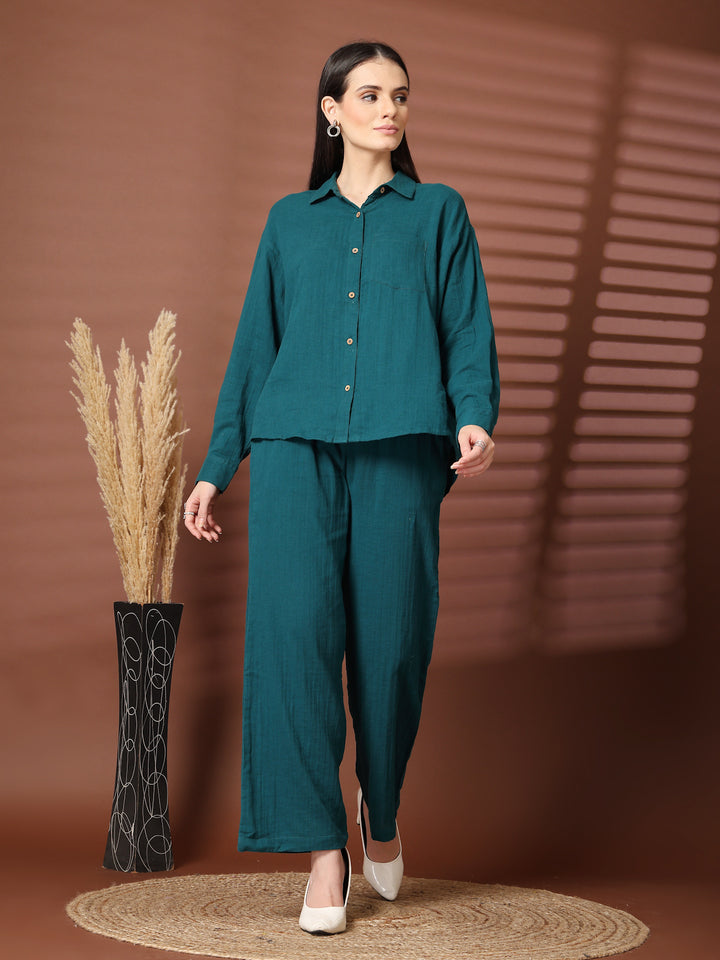 Pure Cotton Shirt With Trousers Co-Ords