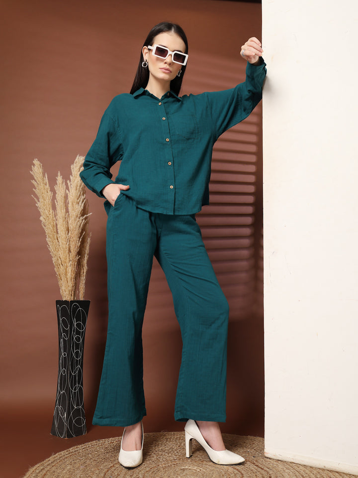 Pure Cotton Shirt With Trousers Co-Ords