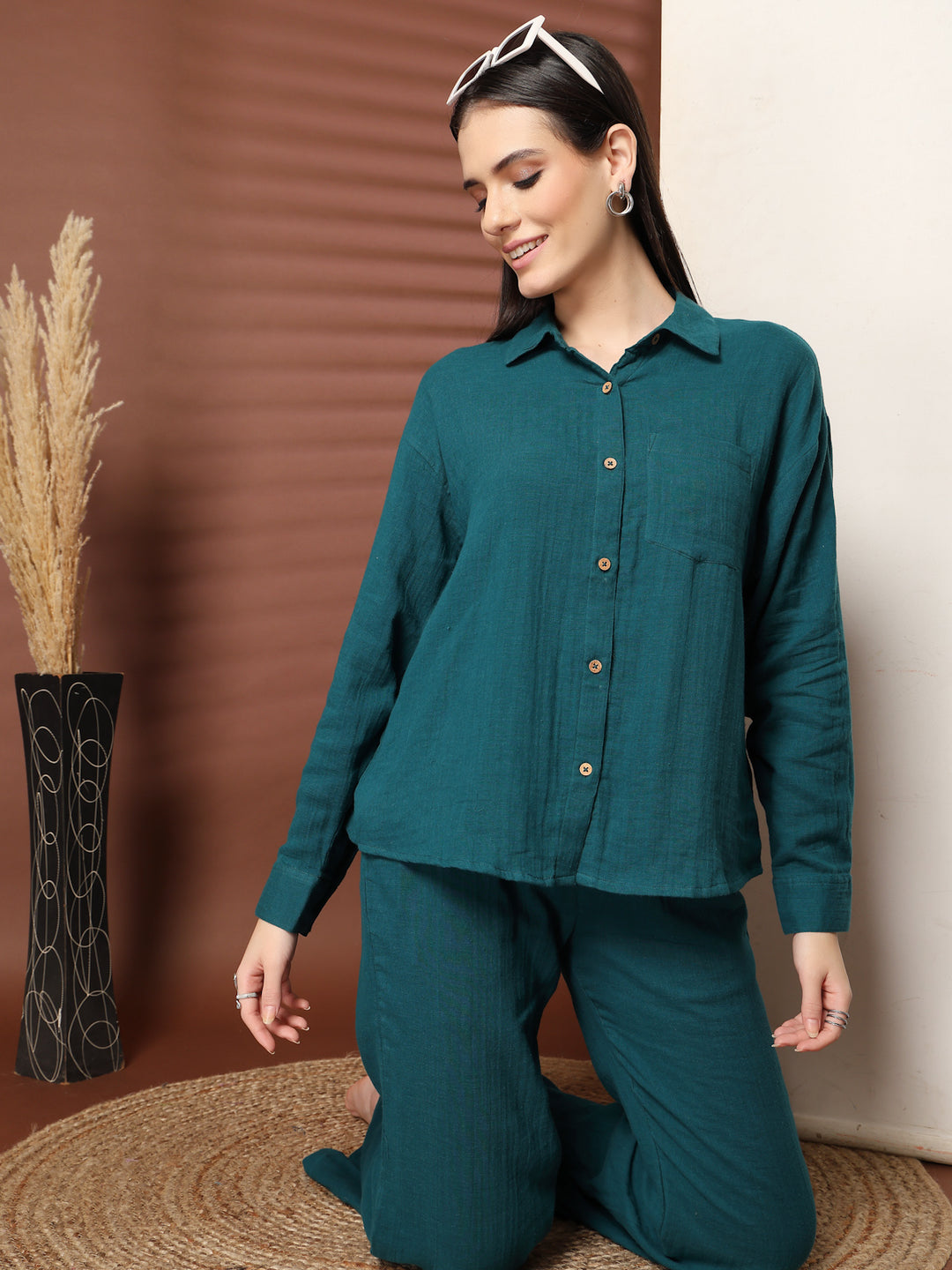 Pure Cotton Shirt With Trousers Co-Ords