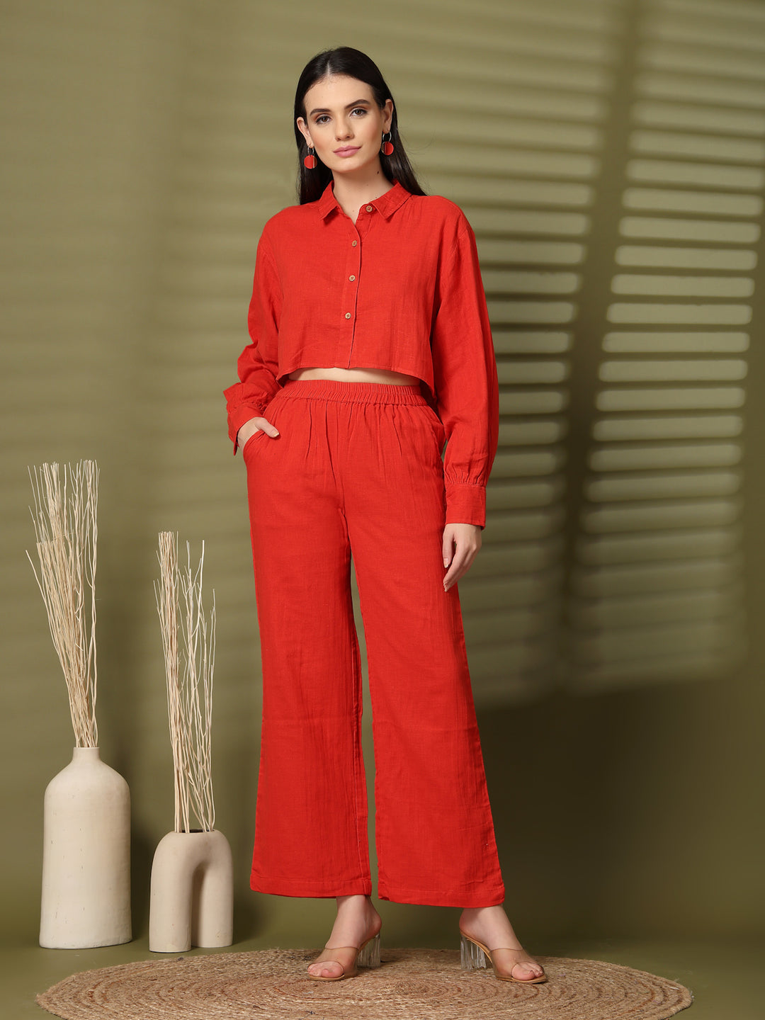 Pure Cotton Shirt With Trousers Co-Ords