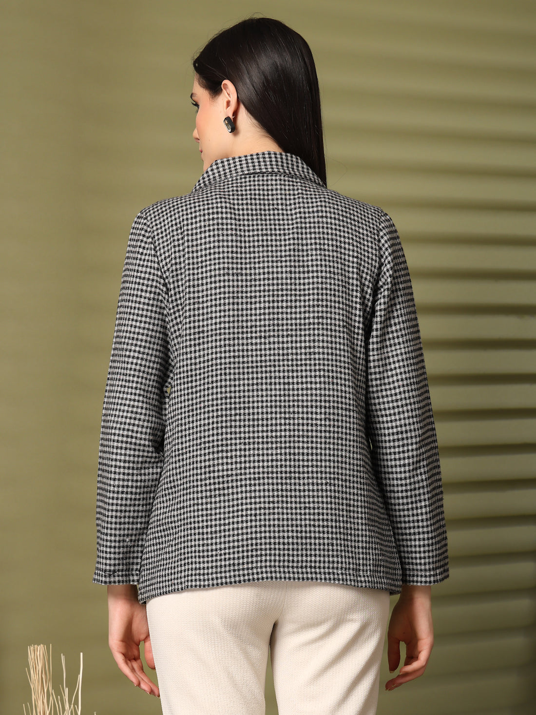 Checked Single-Breasted Blazer