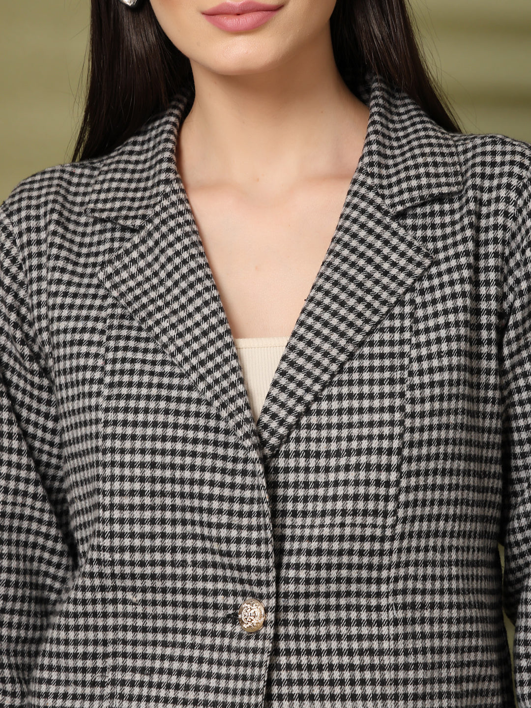 Checked Single-Breasted Blazer