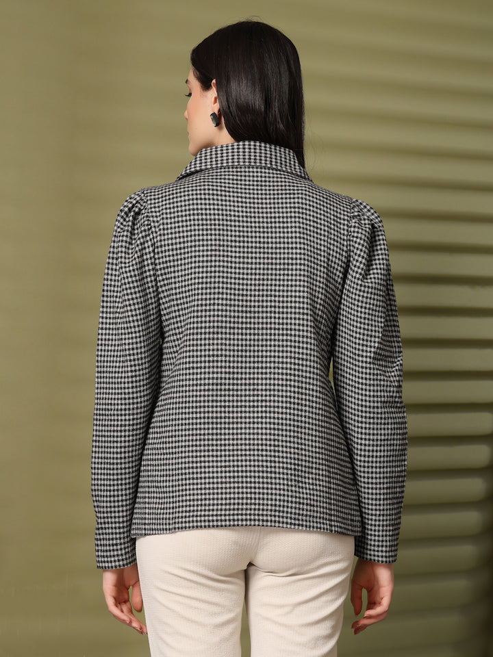 Checked Double-Breasted Blazer