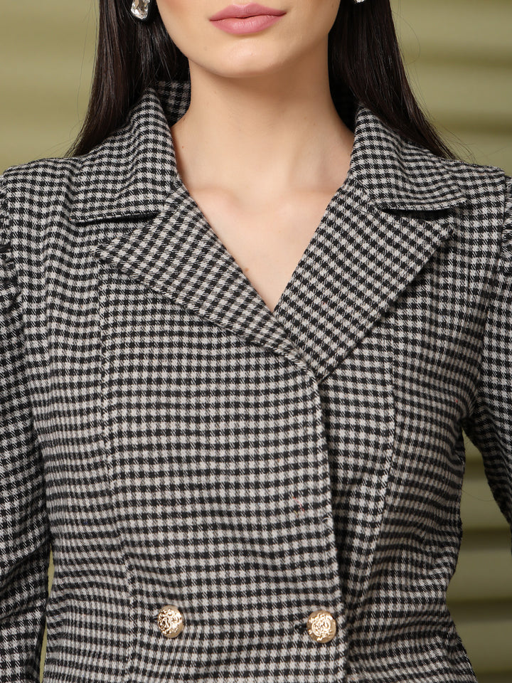 Checked Double-Breasted Blazer