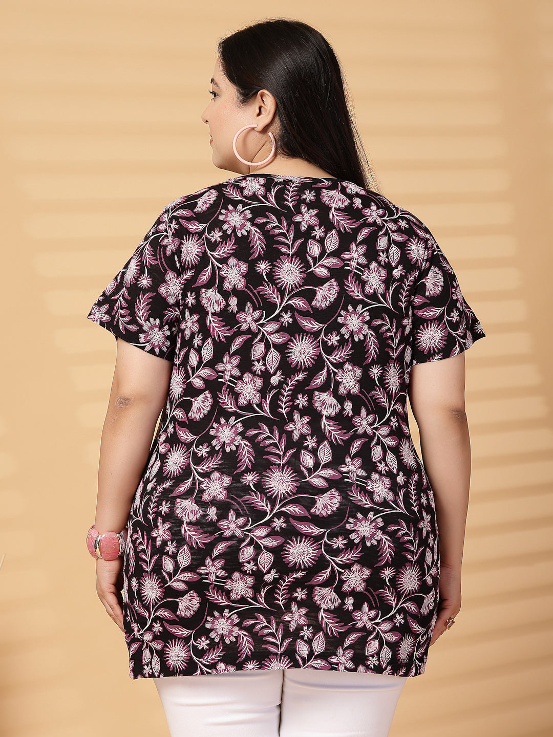 Plus Size Women Floral Printed T-shirt