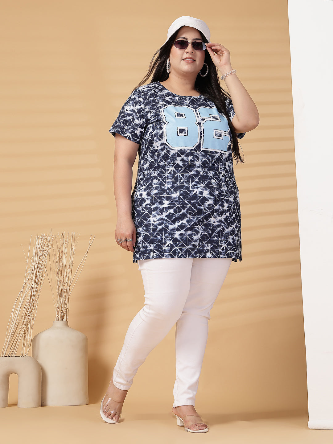 Plus Size Women Varsity Printed T-shirt