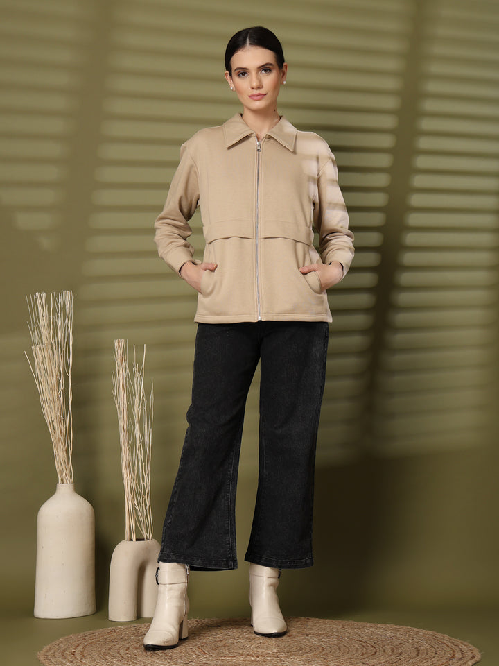 Women Fleece Open Front Jacket