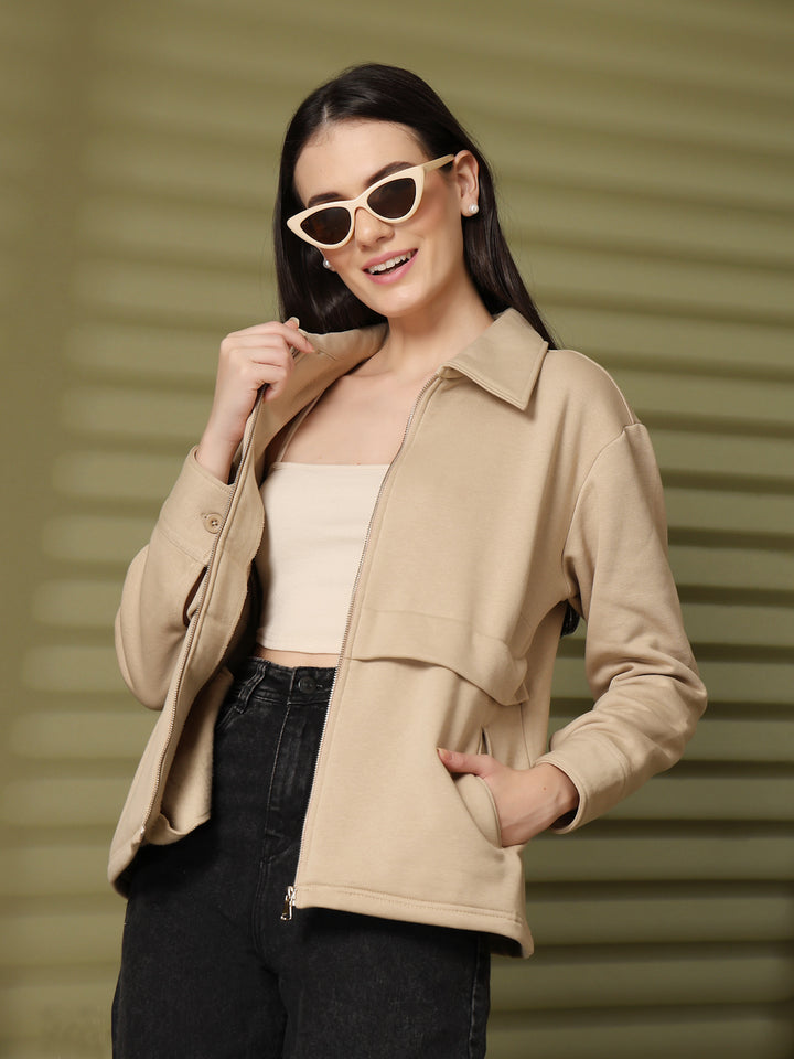 Women Fleece Open Front Jacket