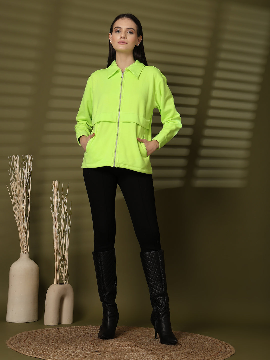 Women Fleece Open Front Jacket