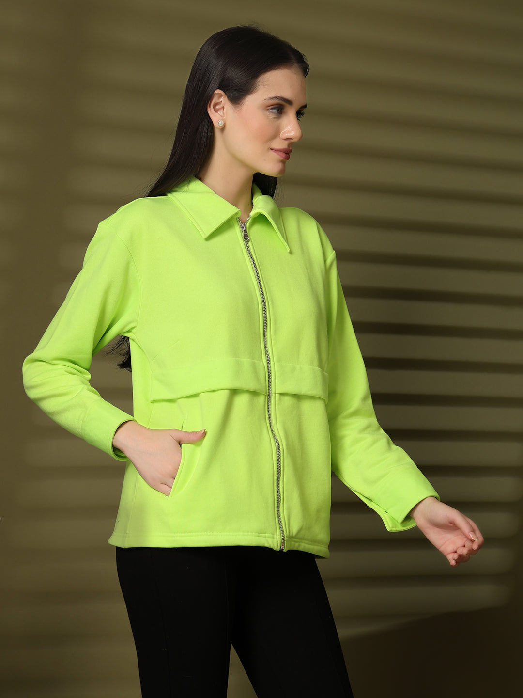 Women Fleece Open Front Jacket