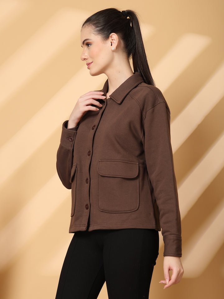 Women Fleece Open Front Jacket