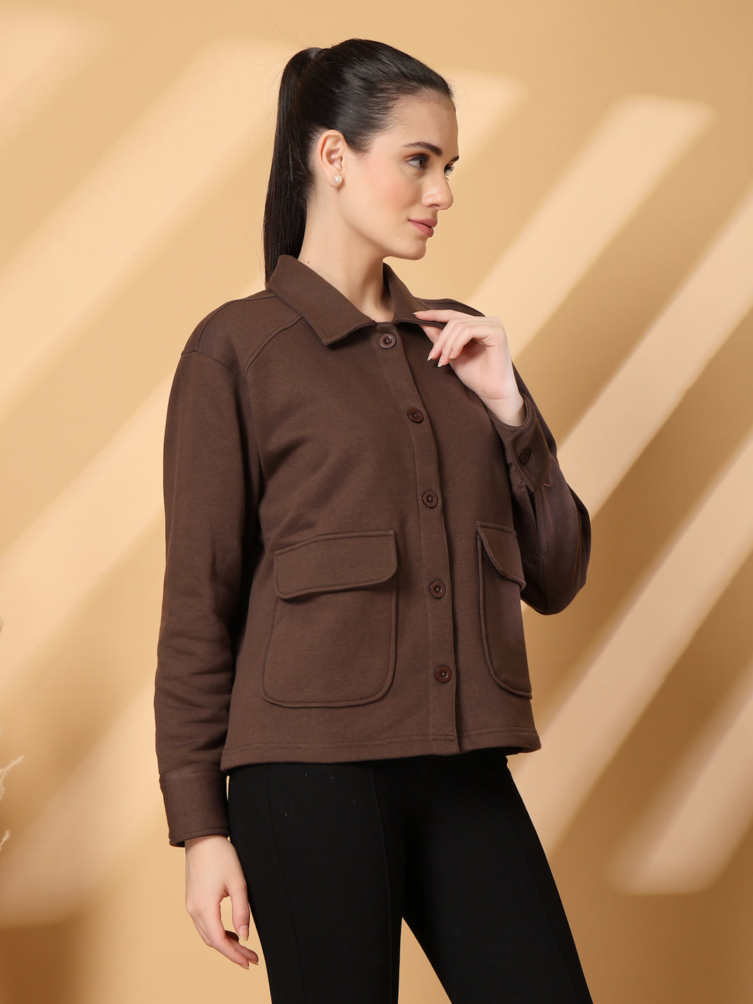 Women Fleece Open Front Jacket