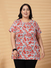 Plus Size Women Floral Printed T-shirt
