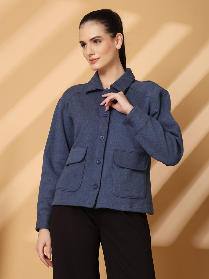 Women Fleece Open Front Jacket