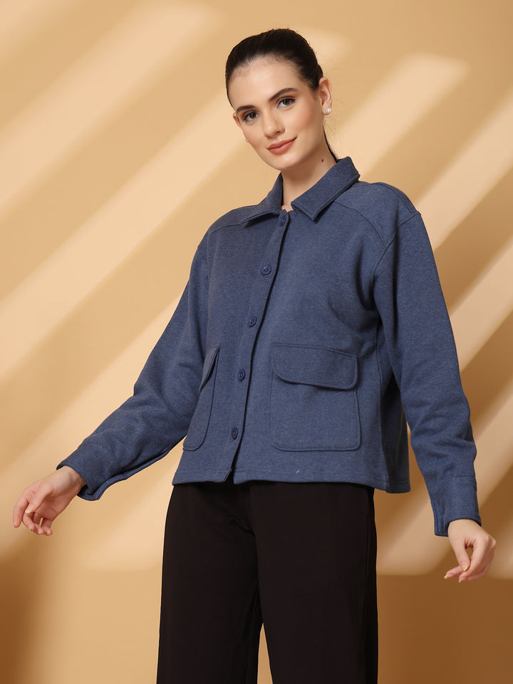 Women Fleece Open Front Jacket