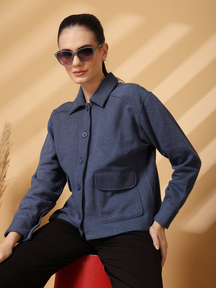 Women Fleece Open Front Jacket