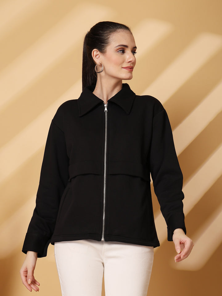 Women Fleece Open Front Jacket