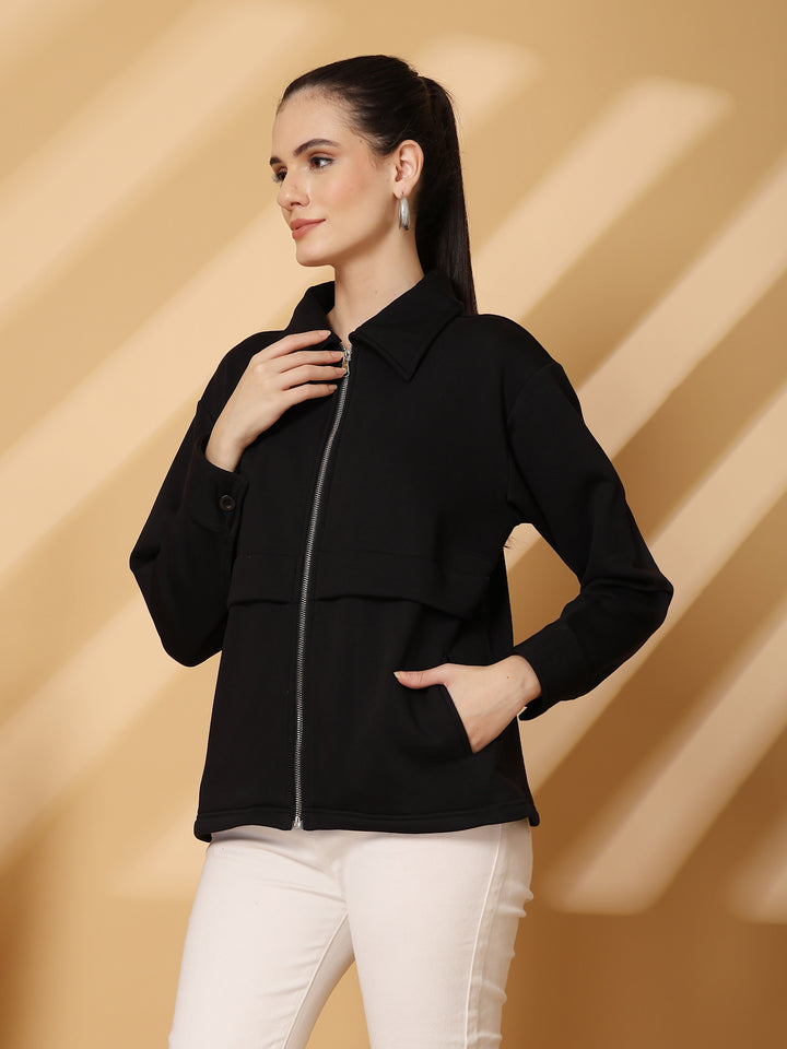 Women Fleece Open Front Jacket