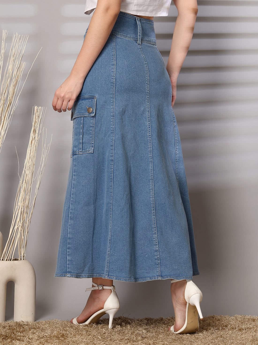 Women Denim A-Line Maxi Skirts