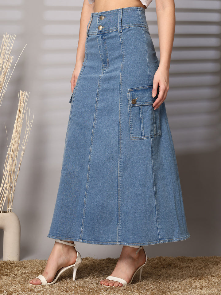 Women Denim A-Line Maxi Skirts