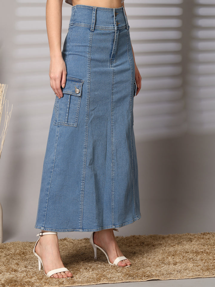 Women Denim A-Line Maxi Skirts